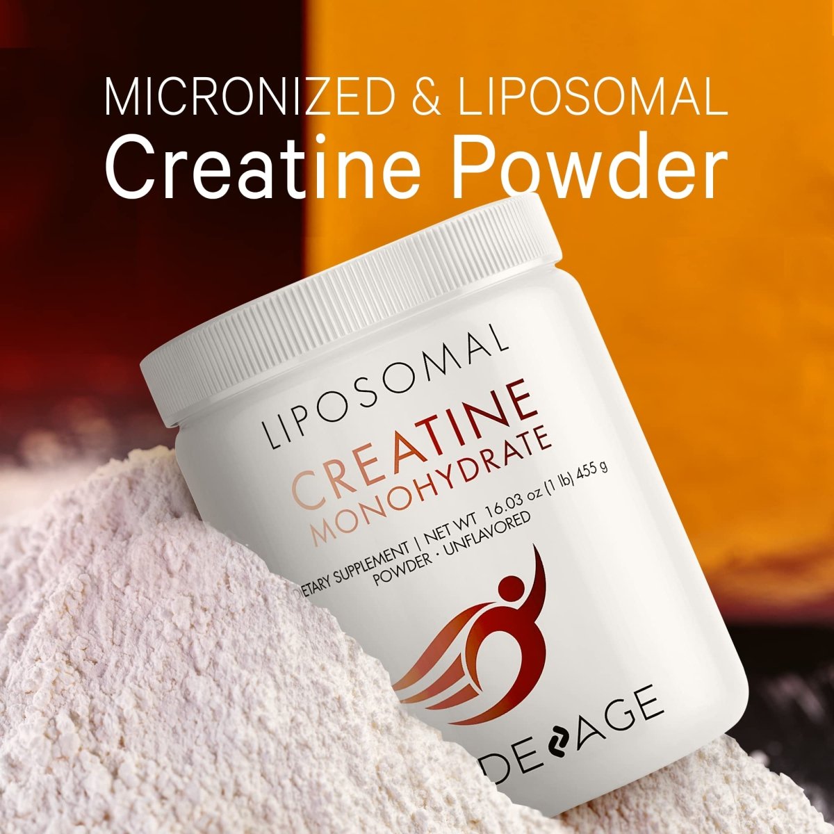 Codeage - Liposomal Creatine Monohydrate Powder Supplement Micronized Sports Muscles Unflavored - 16.03 oz.