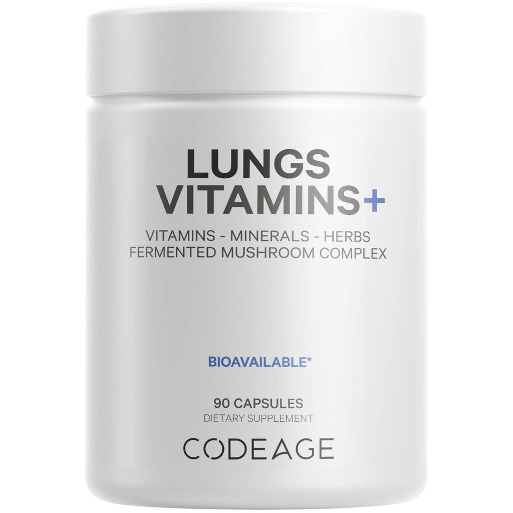 Codeage - Lungs Vitamins A, C, D, E, B6, Milk Thistle, Zinc & Magnesium, Cordyceps, Reishi - 90 Capsules