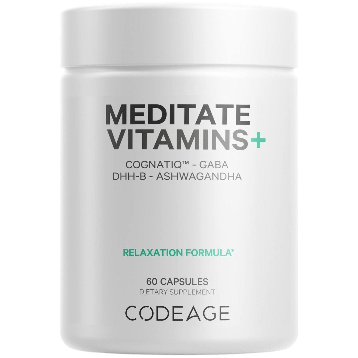 Codeage - Meditate Vitamins Brain Supplement - GABA, DHH-B, NeuroFactor, Ashwagandha - 60 Capsules