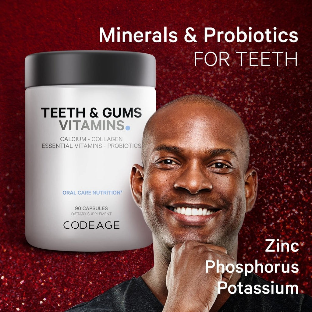 Codeage - Teeth & Gums Vitamins + Oral Probiotics Mouth Care Supplement - 90 Capsules