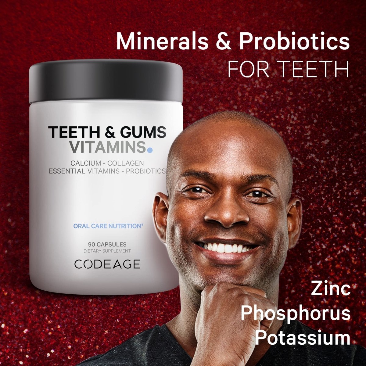 Codeage - Teeth & Gums Vitamins + Oral Probiotics Mouth Care Supplement - 90 Capsules