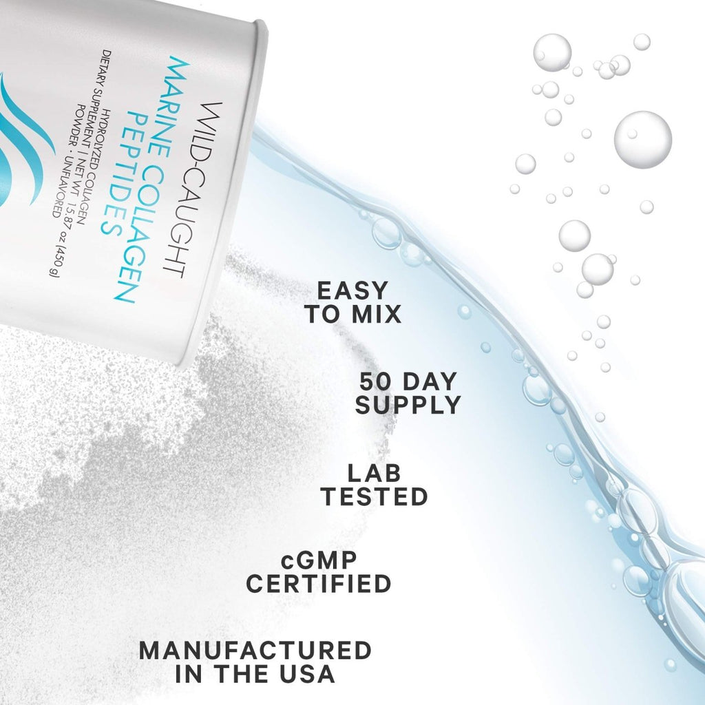 Codeage - Wild Caught Marine Collagen Peptides Hydrolyzed Powder Unflavored - 15.87 oz.
