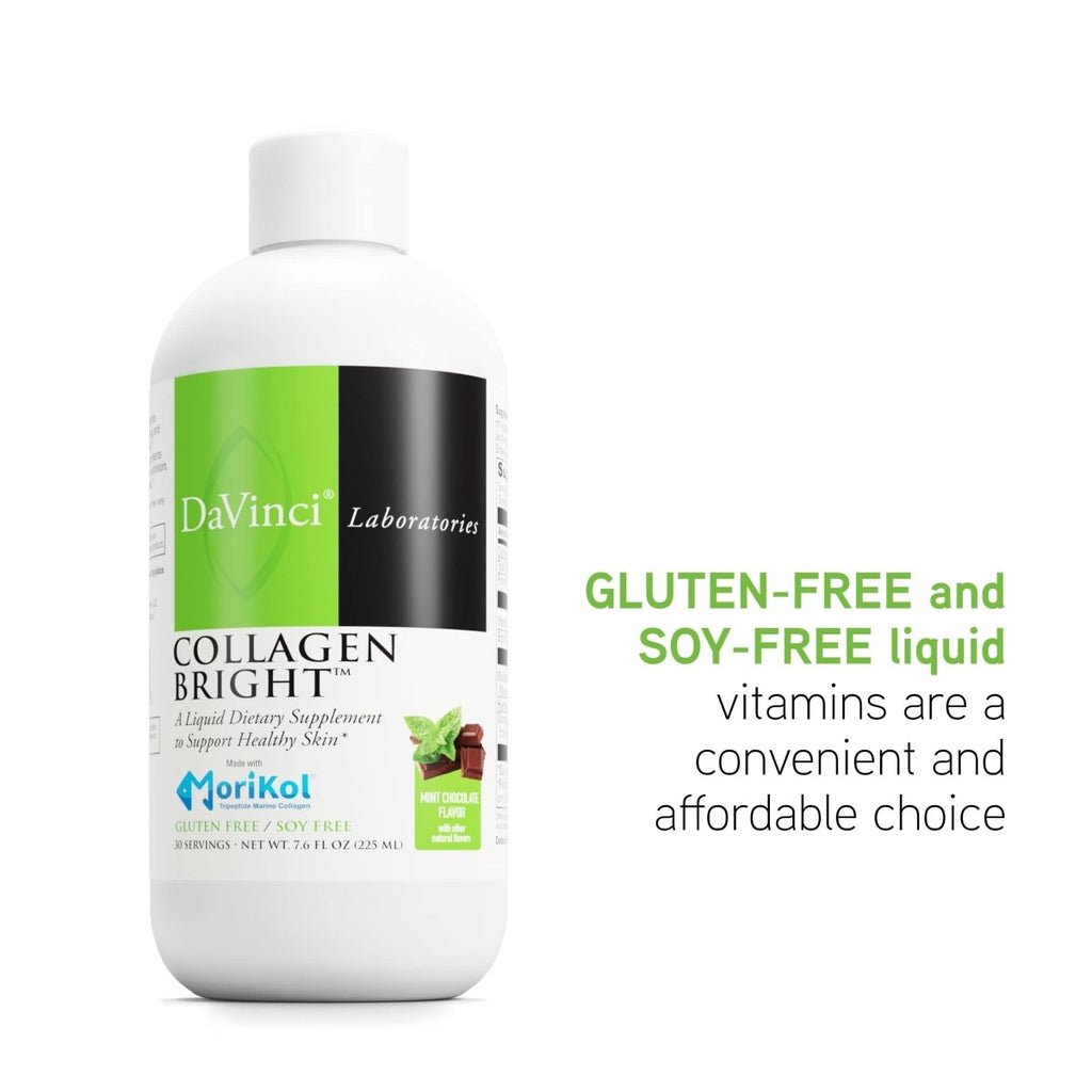 DAVINCI Laboratories - Collagen Bright - A Liquid Dietary Supplement to Support Healthy Skin - Gluten Free, Soy Free - Mint Chocolate - 30 Servings, 7.6 Fl Oz