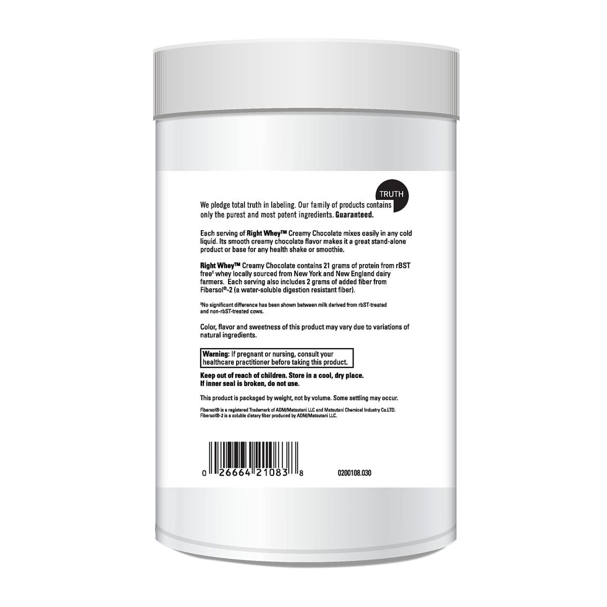 DaVinci Laboratories of Vermont Right Whey Protein, Chocolate, 30 Count