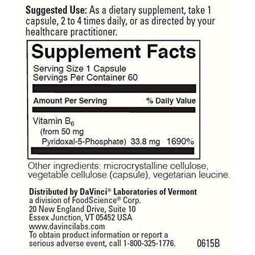 DaVinci Laboratories Pyridoxal 5-phosphate Vitamin B6 Supplement, 60 Count