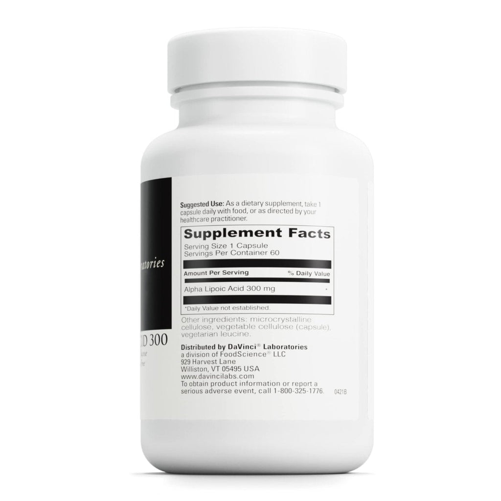 Davinci Labs Alpha Lipoic Acid 300 - Dietary Supplement to Support Metabolism and Healthy Collagen Levels - with 300 mg Alpha Lipoic Acid per Capsule - Gluten-Free - 60 Vegetarian Capsules