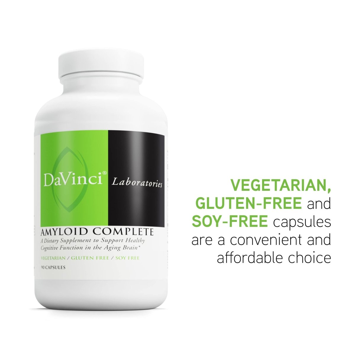 DAVINCI Labs Amyloid Complete - Dietary Supplement to Support Cognitive Function, Brain Health and Healthy Aging - with Colostrum Extract, Curcumin Extract and More - Gluten-Free - 90 Vegetarian Caps