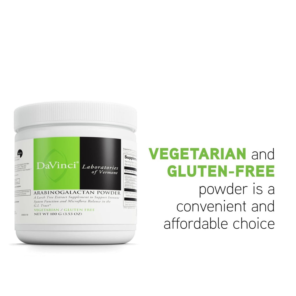 DaVinci Labs Arabinogalactan Powder - Dietary Supplement to Support the Immune System, GI Health and Microflora Balance - With 5000mg of Larch Tree Extract per Scoop - Gluten-Free - Vegetarian - 100g