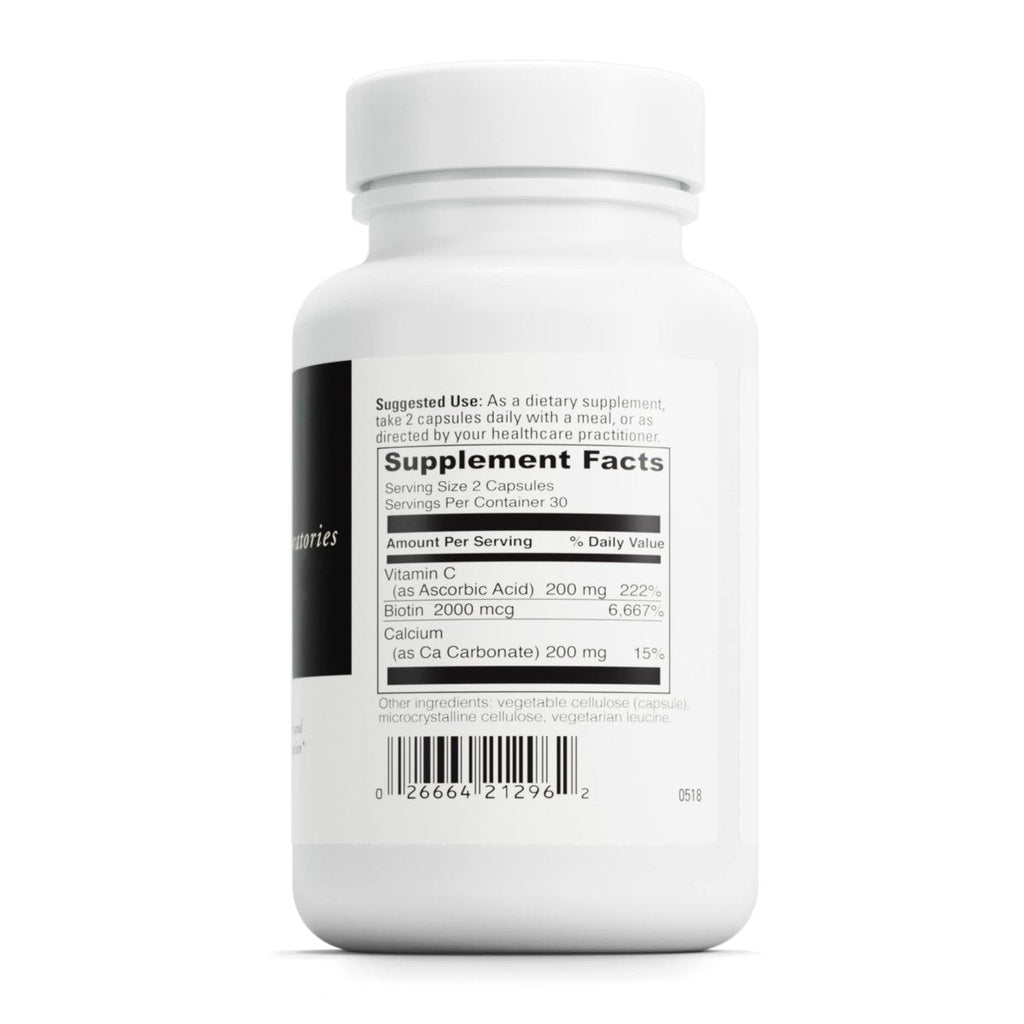 DAVINCI Labs Biotin - Supports Skin & Hair Health, Intestinal Flora Function* - Dietary Supplement with Vitamin C & Calcium as Ca Carbonate - Vegetarian - Gluten-Free - 60 Capsules