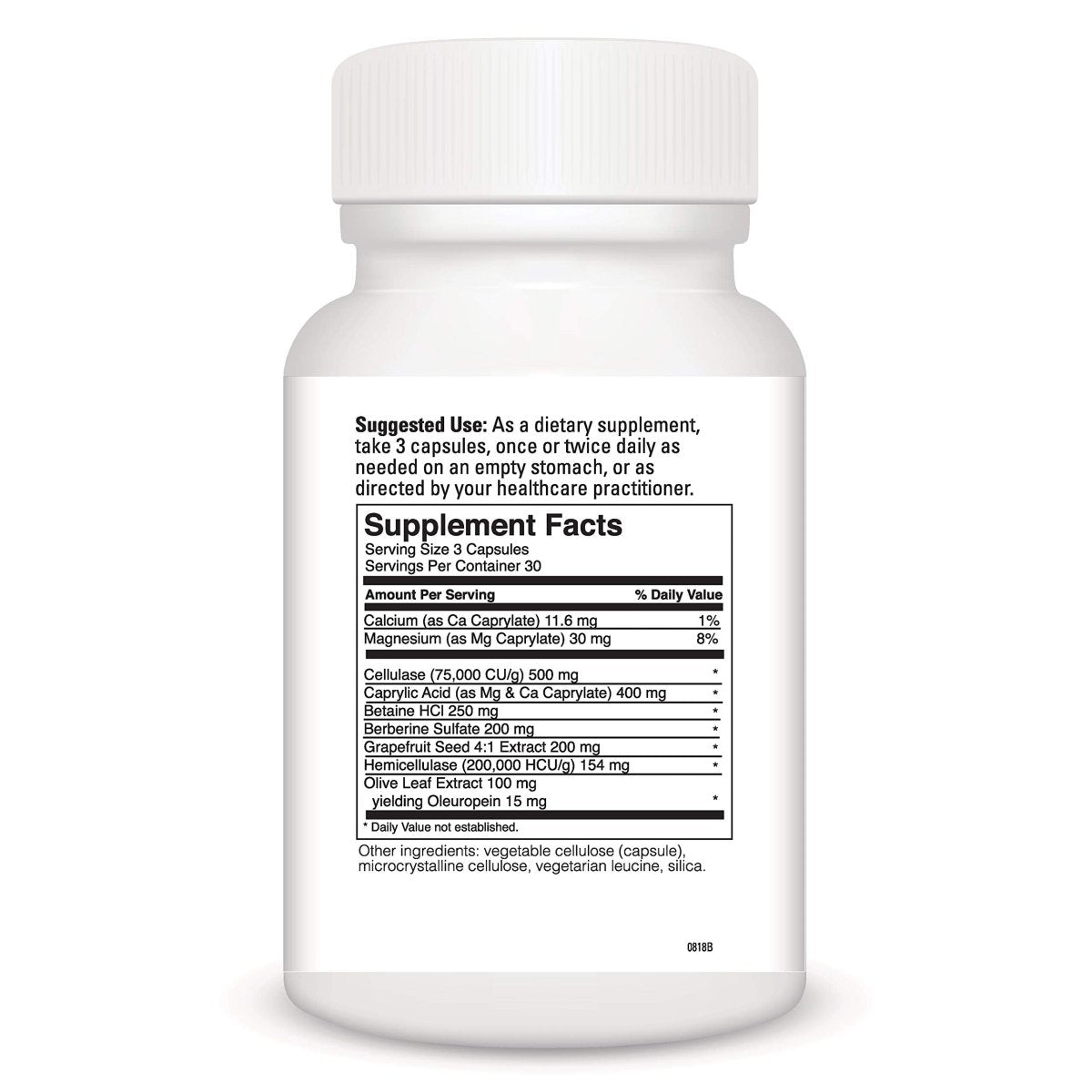 DAVINCI Labs Candid-Away - Dietary Supplement to Support Microflora Balance, Detox and a Healthy Gut - with Calcium, Magnesium, Cellulase, Betaine HCI, and More - Gluten-Free - 90 Vegetarian Capsules
