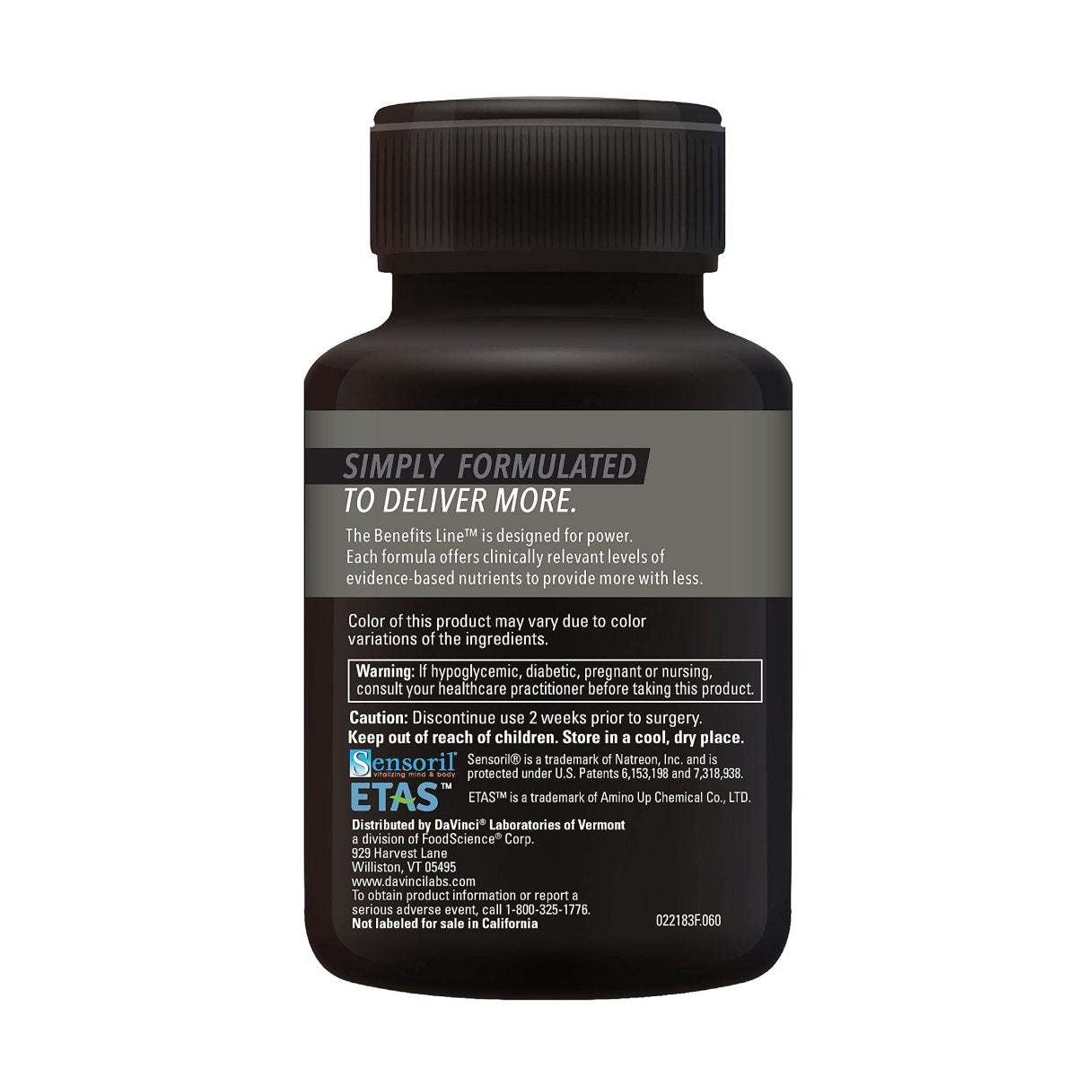 DaVinci Labs Cortisol Benefits - Dietary Supplement to Support Healthy Cortisol Levels and Adrenal Health - With Ashwagandha Extract, Rhodiola Rosea Root and More - Gluten-Free -60 Vegetarian Capsules