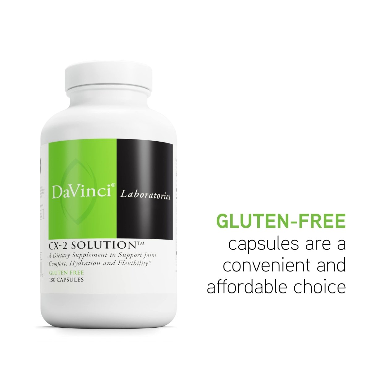 DaVinci Labs CX-2 Solution - Dietary Supplement to Support Muscle Function, Joint Health, Hydration and Flexibility* - With Glucosamine HCl, MSM, Sea Cucumber, and More - Gluten-Free - 180 Capsules
