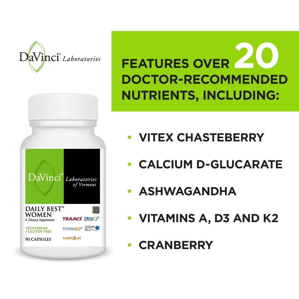 DaVinci Labs - Daily Best Women - A Dietary Supplement with Vitamin B6, Vitamin B12 Vitamin C, Vitamin K2, and More - Vegetarian, Gluten-free - 90 Capsules