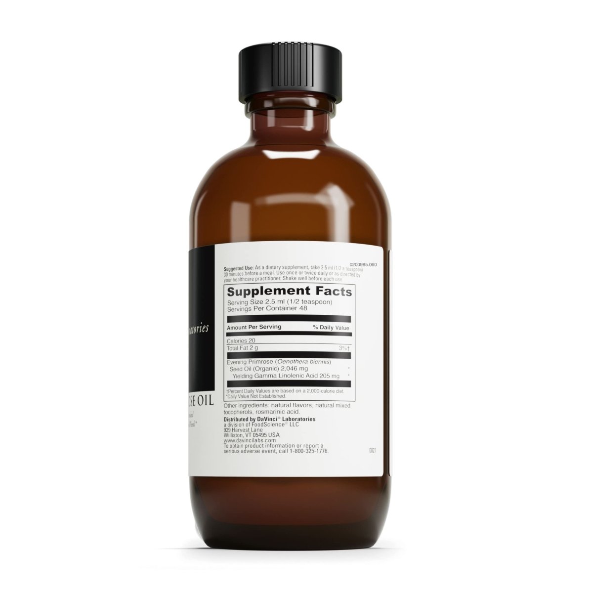 DAVINCI Labs Evening Primrose - Dietary Supplement to Support Skin, Joint, Nerve and Women's Health* - with Evening Primrose Oil - Gluten-Free - 120 ml, 48 Servings