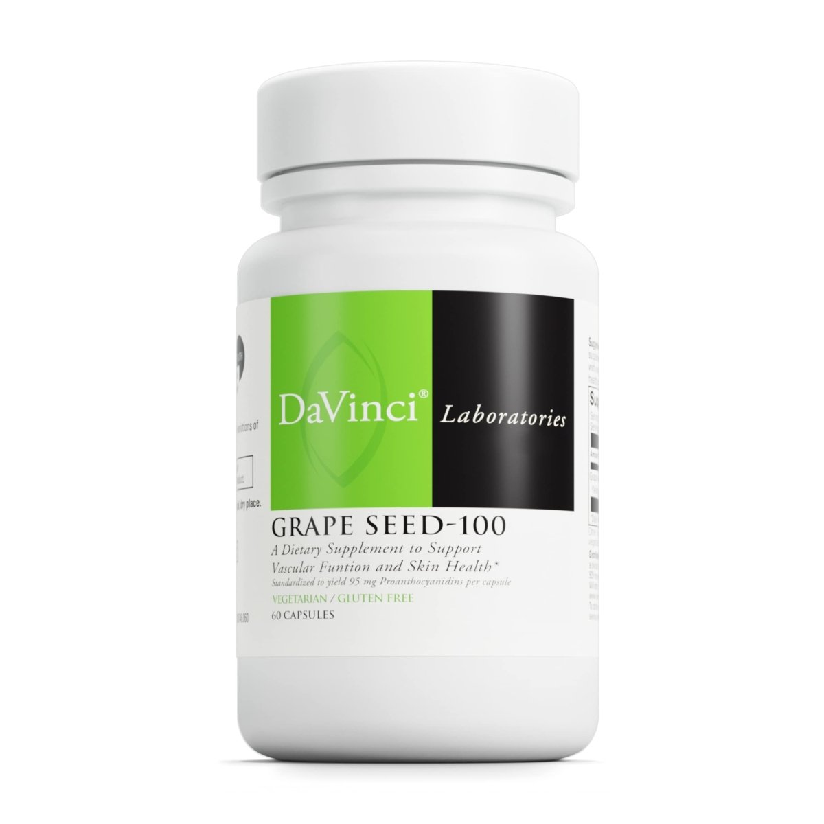 DaVinci Labs Grape Seed-100 - Dietary Supplement to Support Immune System, Vascular Function and Healthy Skin* - With 100 mg Grape Seed Extract per Serving - Gluten-Free - 60 Vegetarian Capsules