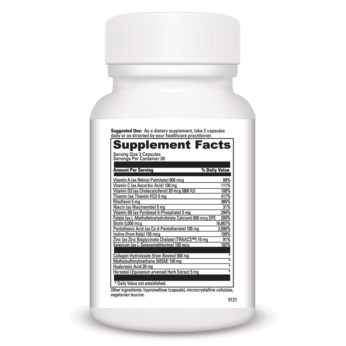 DaVinci Labs Hair, Skin & Nails - Dietary Supplement to Support Smooth, Healthy Skin, Strong Nails and Hair Health* - With Vitamin C and D3, Minerals, Biotin, Zinc and More - Gluten-Free - 60 Capsules