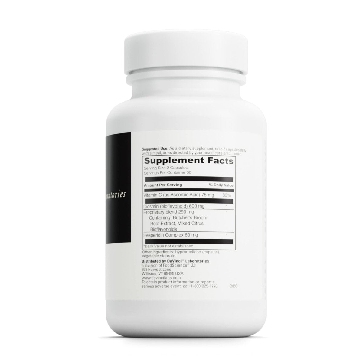 DaVinci Labs Healthy Veins - Vascular Health Support Supplement with Vitamin C and Diosmin - 60 Veg Caps