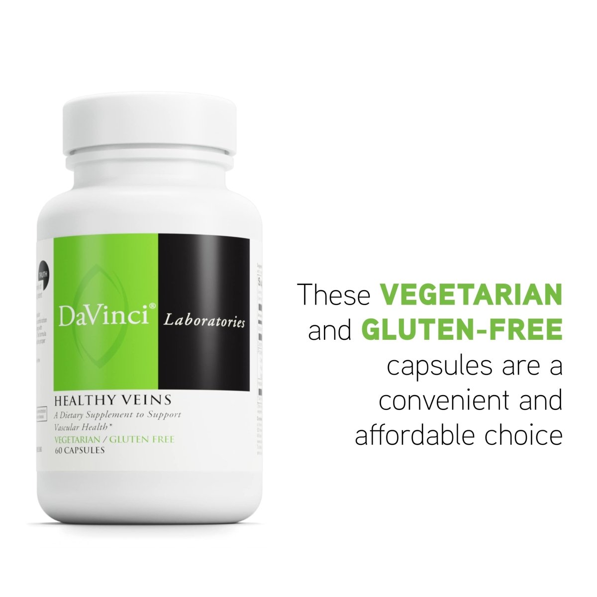 DaVinci Labs Healthy Veins - Vascular Health Support Supplement with Vitamin C and Diosmin - 60 Veg Caps