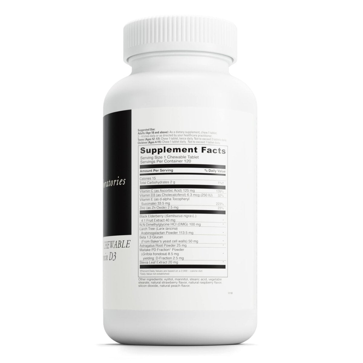 Davinci Labs Immuno-DMG Chewable with Elderberry and Vitamin D3 - Dietary Supplement to Support Cell and Immune Health* - with Vitamin C, D3, E, Black Elderberry, DMG and More - 120 Chewable Tablets