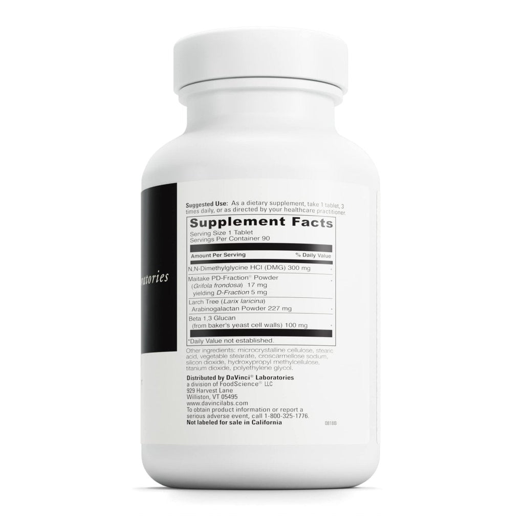 DaVinci Labs Immuno-DMG - Dietary Supplement to Balance and Support Immune System Functions* - With DMG, Maitake Powder, Larch Tree and Beta Glucan - Gluten-Free - 90 Vegetarian Tablets