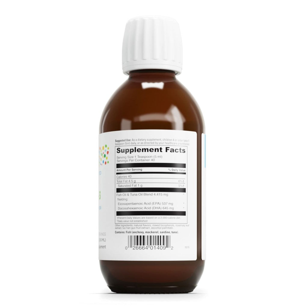 DAVINCI Labs kiddOmega-3 - Liquid Omega-3 Supplement for Kids - for Immune System, Focus and Brain Support* - with Monk Fruit, DHA, EPA and More - Cherry Orange Flavor - 200mL