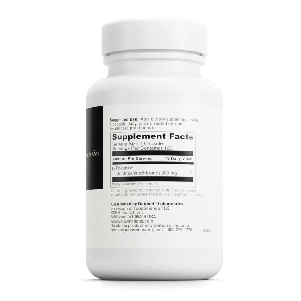 DAVINCI Labs L-Theanine - Dietary Supplement to Help with Concentration, Focus, Relaxation and Irritability* - with 200 mg L-Theanine per Serving - 120 Vegetarian Capsules