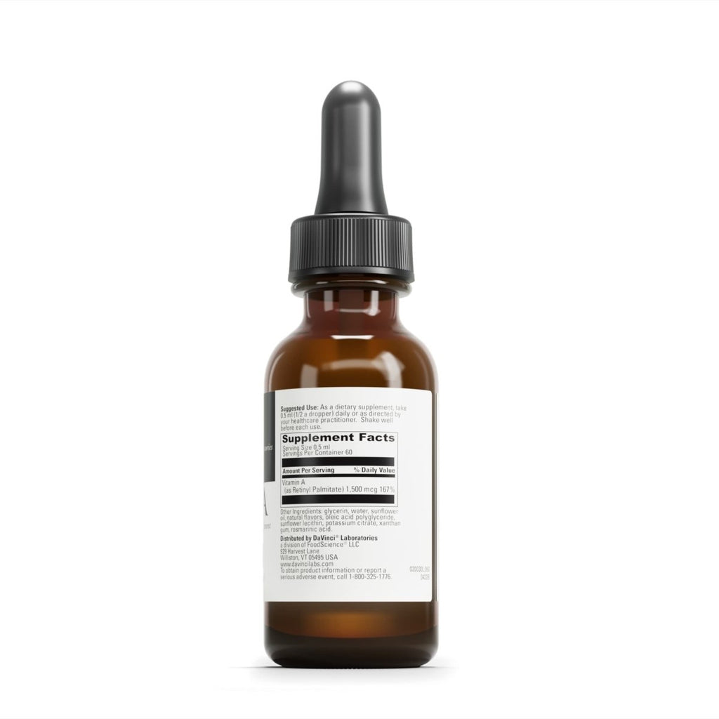 DAVINCI Labs Liposomal A - Liquid Vitamin A Supplement to Support Bone, Skin, Gut, Vision and Immune Health* - Gluten-Free - 30 ml