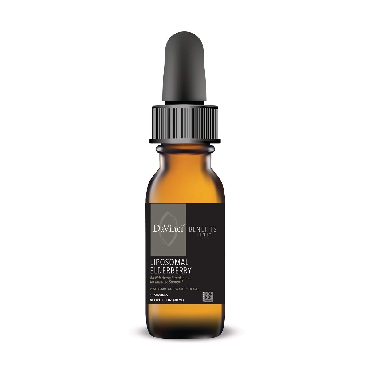 DAVINCI Labs Liposomal Elderberry - Immune Support Supplement for Healthy Lungs, Throat and Sinus* - with ElderCraft European Black Elderberry Extract - Gluten-Free - Vegetarian - 30 ml, 15 Servings