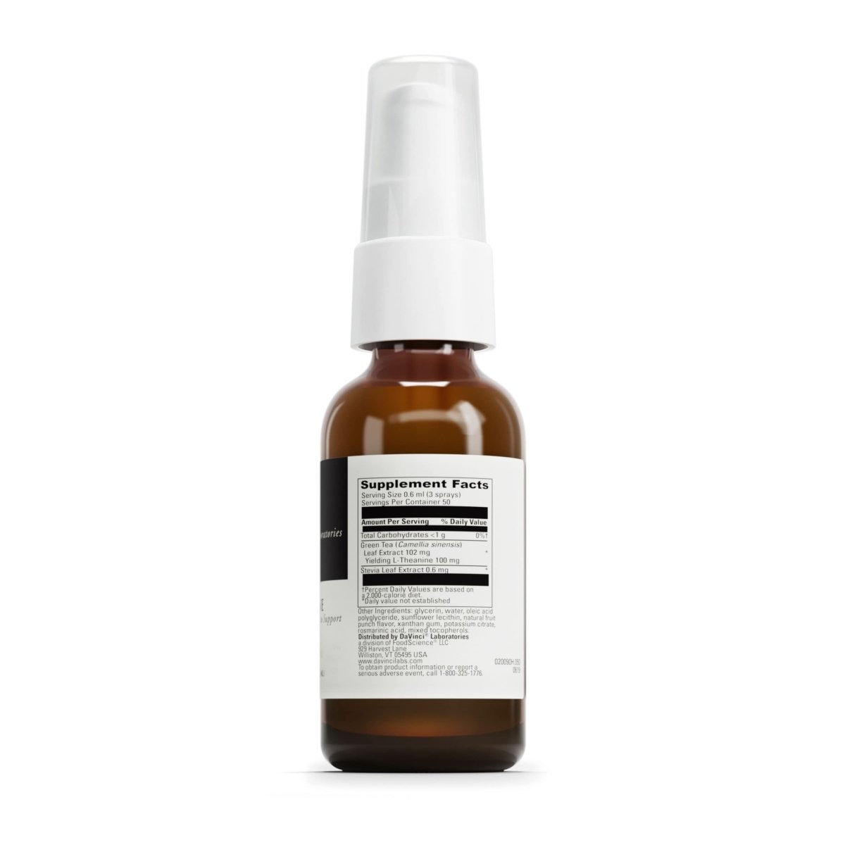 DAVINCI Labs Liposomal L-Theanine - Dietary Supplement to Support Stress Management, Concentration, Focus and Relaxation* - Vegetarian - Gluten and Soy-Free - Dairy-Free - 30 ml