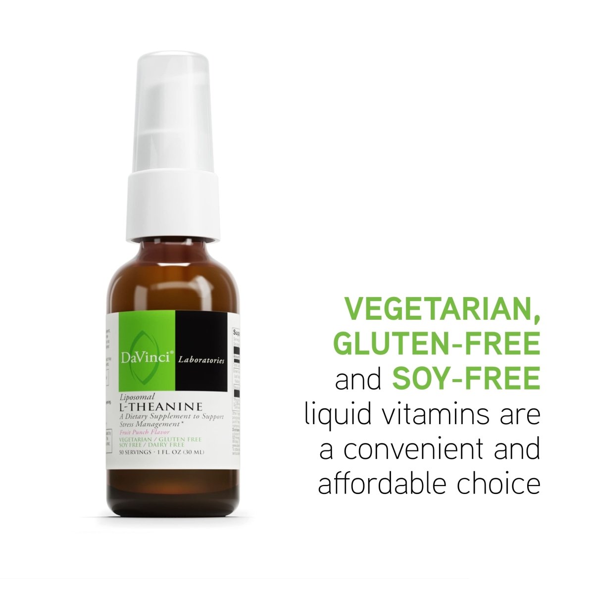 DAVINCI Labs Liposomal L-Theanine - Dietary Supplement to Support Stress Management, Concentration, Focus and Relaxation* - Vegetarian - Gluten and Soy-Free - Dairy-Free - 30 ml