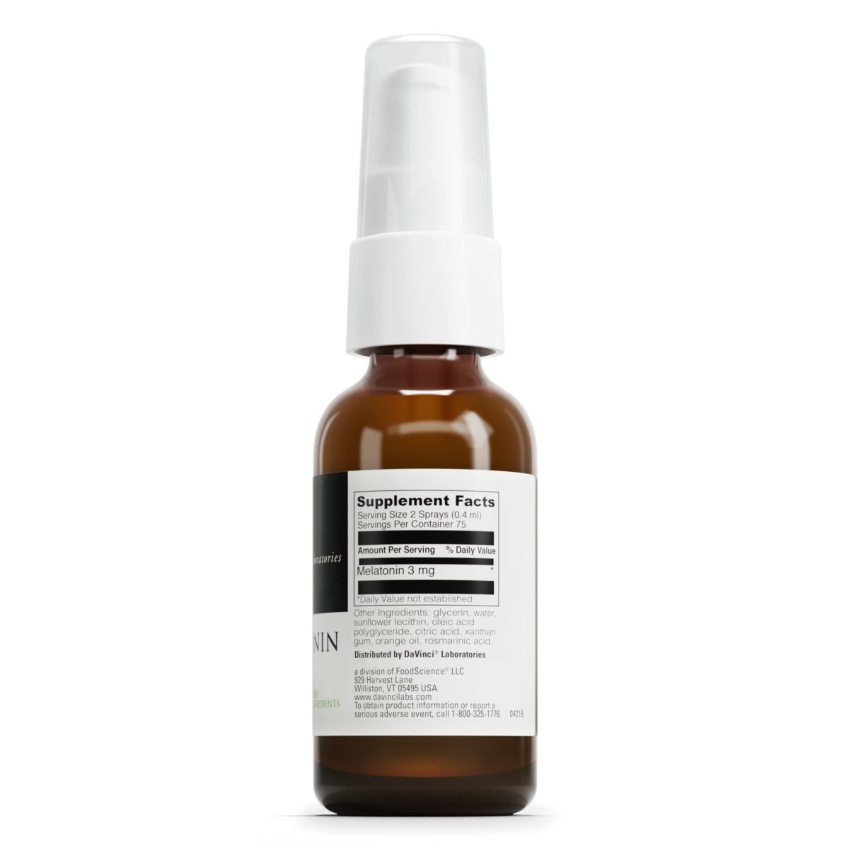 DaVinci Labs Liposomal Melatonin Spray - Dietary Supplement for Restful Sleep, Menopause and Immune Support* - with 3mg Melatonin per Serving - Gluten-Free - Vegetarian - 30 ml