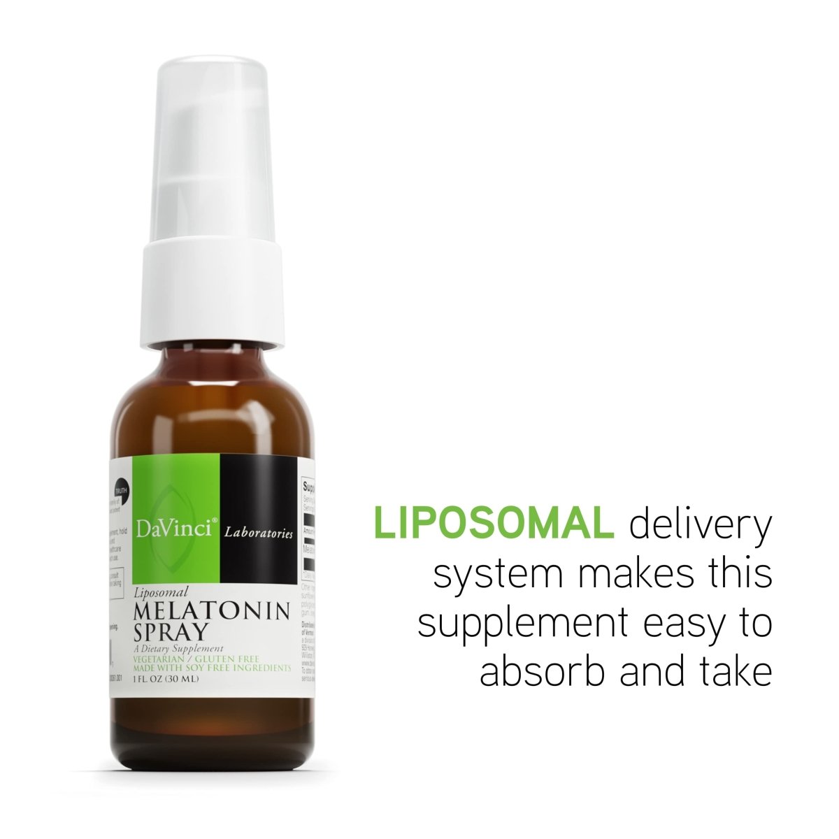 DaVinci Labs Liposomal Melatonin Spray - Dietary Supplement for Restful Sleep, Menopause and Immune Support* - with 3mg Melatonin per Serving - Gluten-Free - Vegetarian - 30 ml