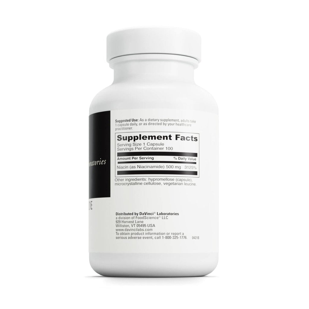 DAVINCI Labs Niacinamide - Dietary Supplement with Vitamin B3 to Support Fat Metabolism, Circulation and Healthy Skin* - with 500 mg Niacinamide per Serving - Gluten-Free - 100 Vegetarian Capsules