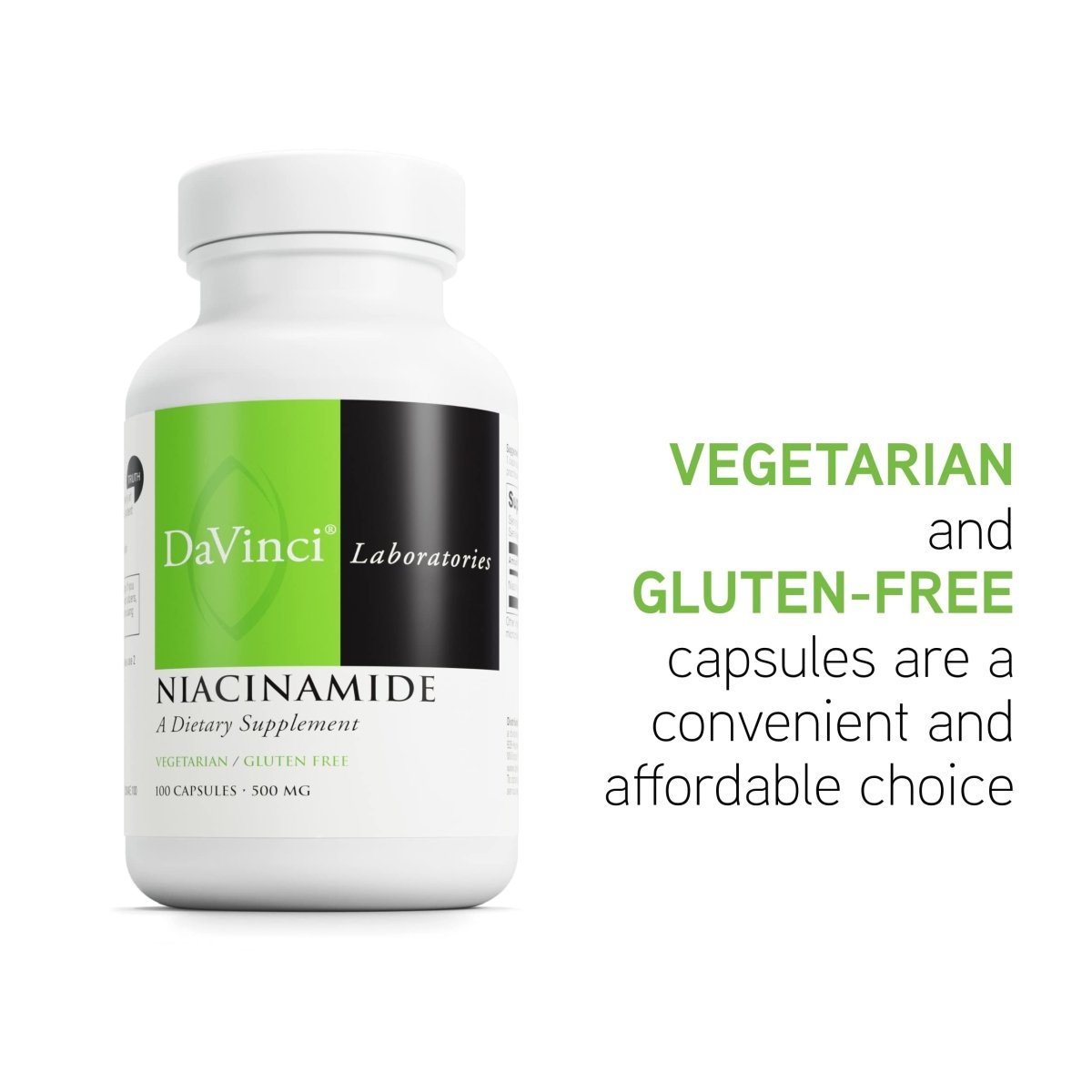 DAVINCI Labs Niacinamide - Dietary Supplement with Vitamin B3 to Support Fat Metabolism, Circulation and Healthy Skin* - with 500 mg Niacinamide per Serving - Gluten-Free - 100 Vegetarian Capsules