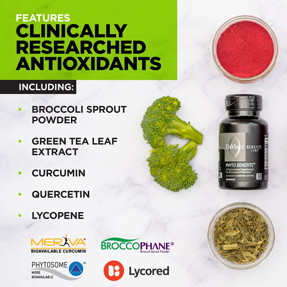 DAVINCI Labs Phyto Benefits - Dietary Supplement to Support Detox, Metabolic Health and Immune System Function* - with Broccoli Sprouts, Quercetin and More - Gluten-Free - 30 Vegetarian Capsules