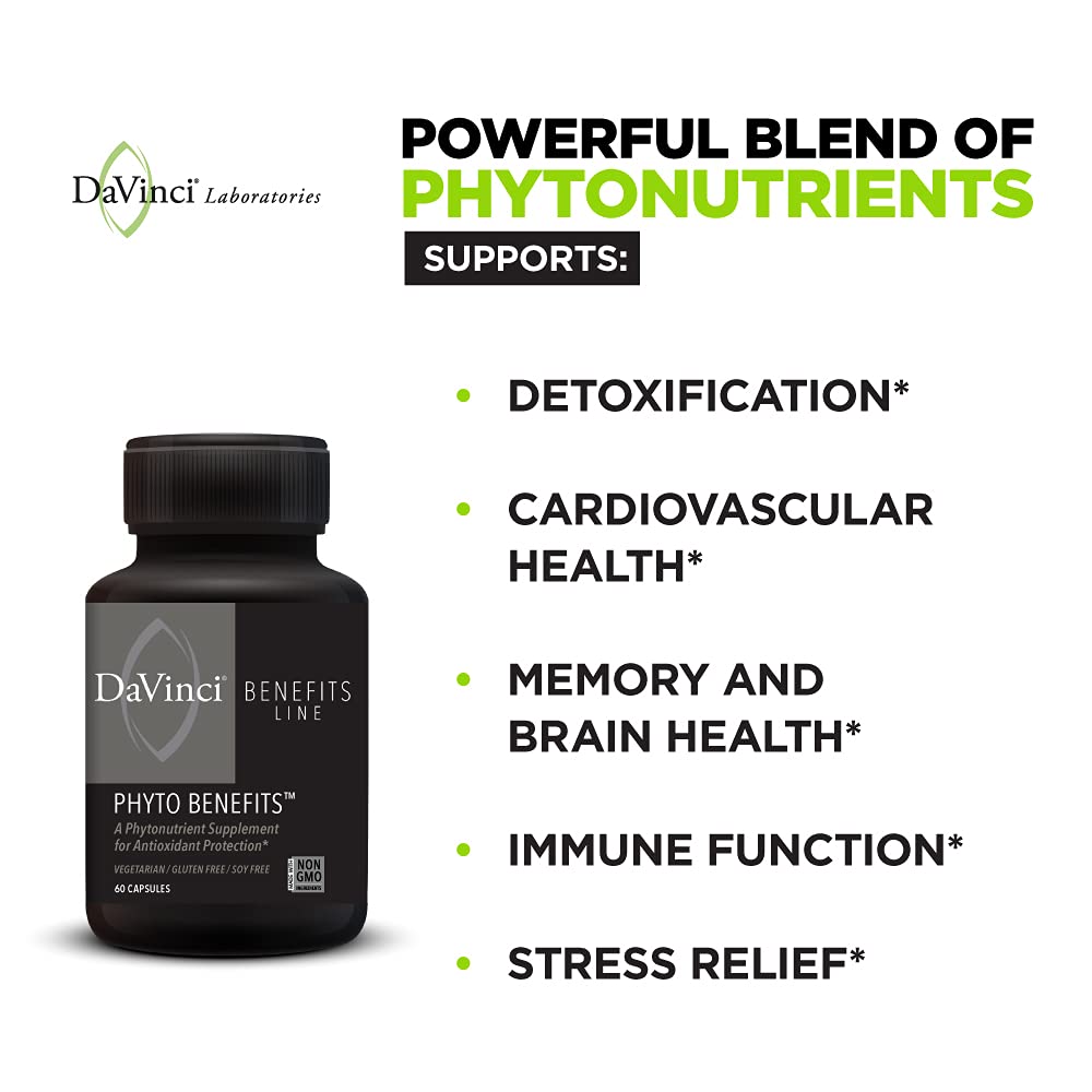 DAVINCI Labs Phyto Benefits - Dietary Supplement to Support Detox, Metabolic Health and Immune System Function* - with Broccoli Sprouts, Quercetin and More - Gluten-Free - 30 Vegetarian Capsules
