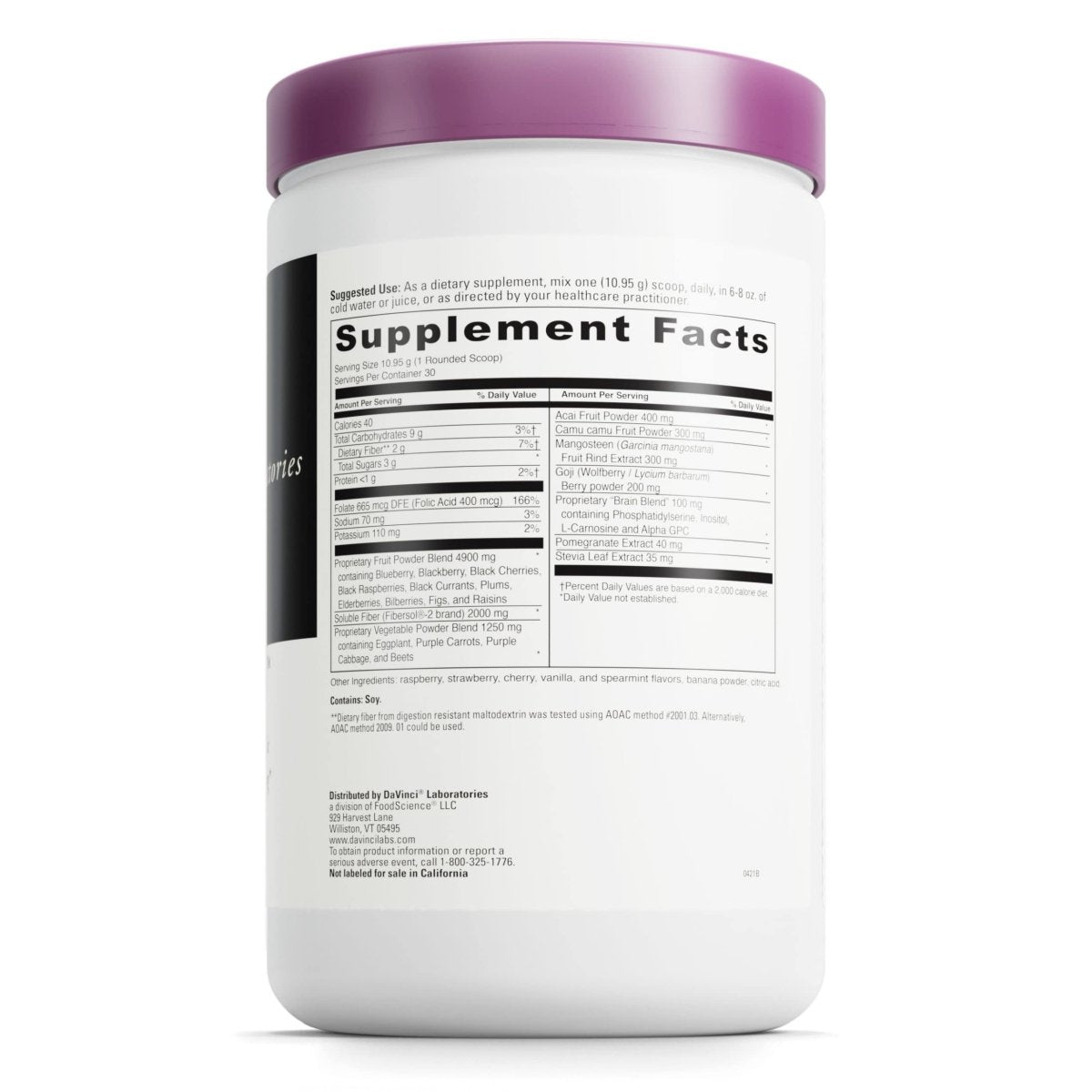 DAVINCI Labs Spectra Purples - Drink Mix Supplement with Antioxidants to Support Healthy Aging, Cognitive Function, Skin and Immune Health - with Protein - Vegetarian - Gluten-Free - 30 Servings