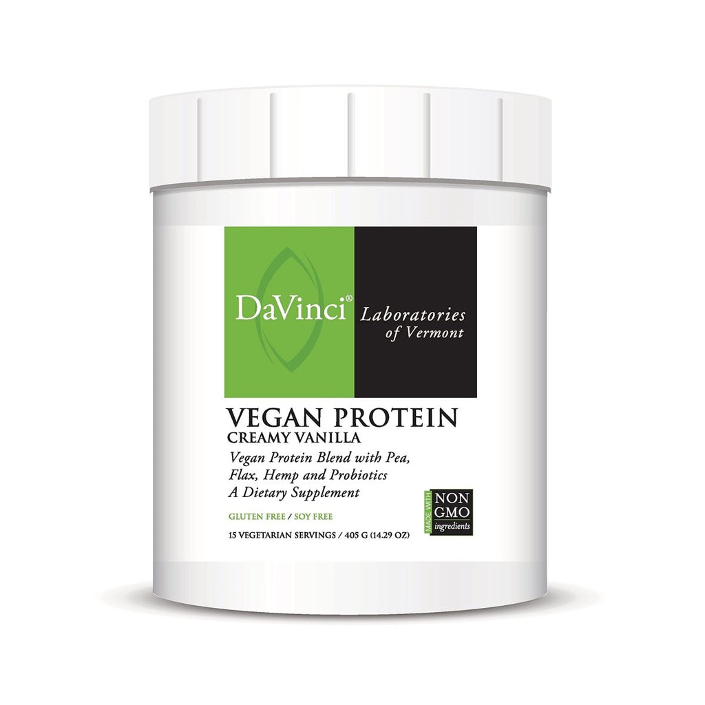 DAVINCI Labs Vegan Protein - Protein Powder Supplement for Weight Support, Muscle and Tissue Repair* - with Pea, Flax Seed, and More - Creamy Vanilla Flavor - Soy and Gluten-Free - 447g, 15 Servings