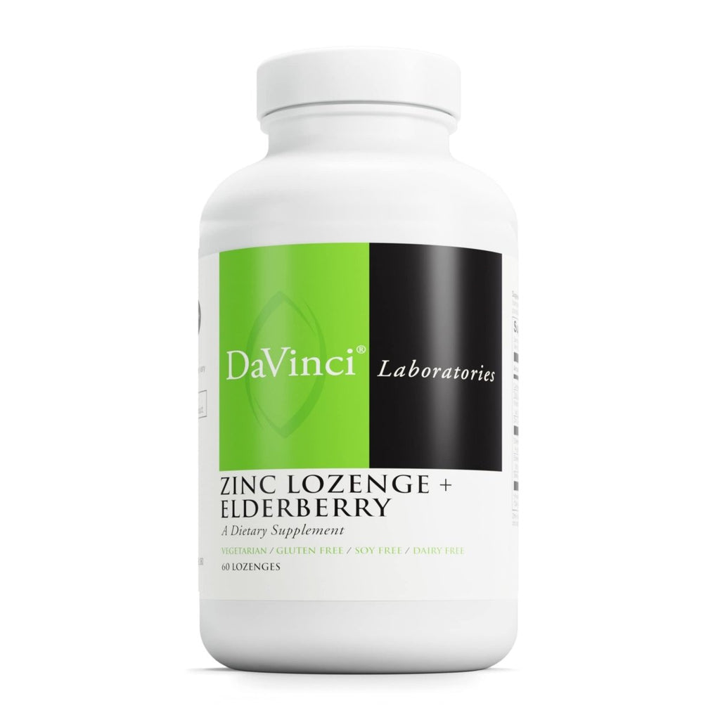 DAVINCI Labs Zinc Lozenge + Elderberry - Zinc Supplement to Support The Immune System, Healthy Lungs and Throat Tissues* - with Vitamin D3, Zinc, Elderberry and More - Lemon Flavor - 60 Lozenges