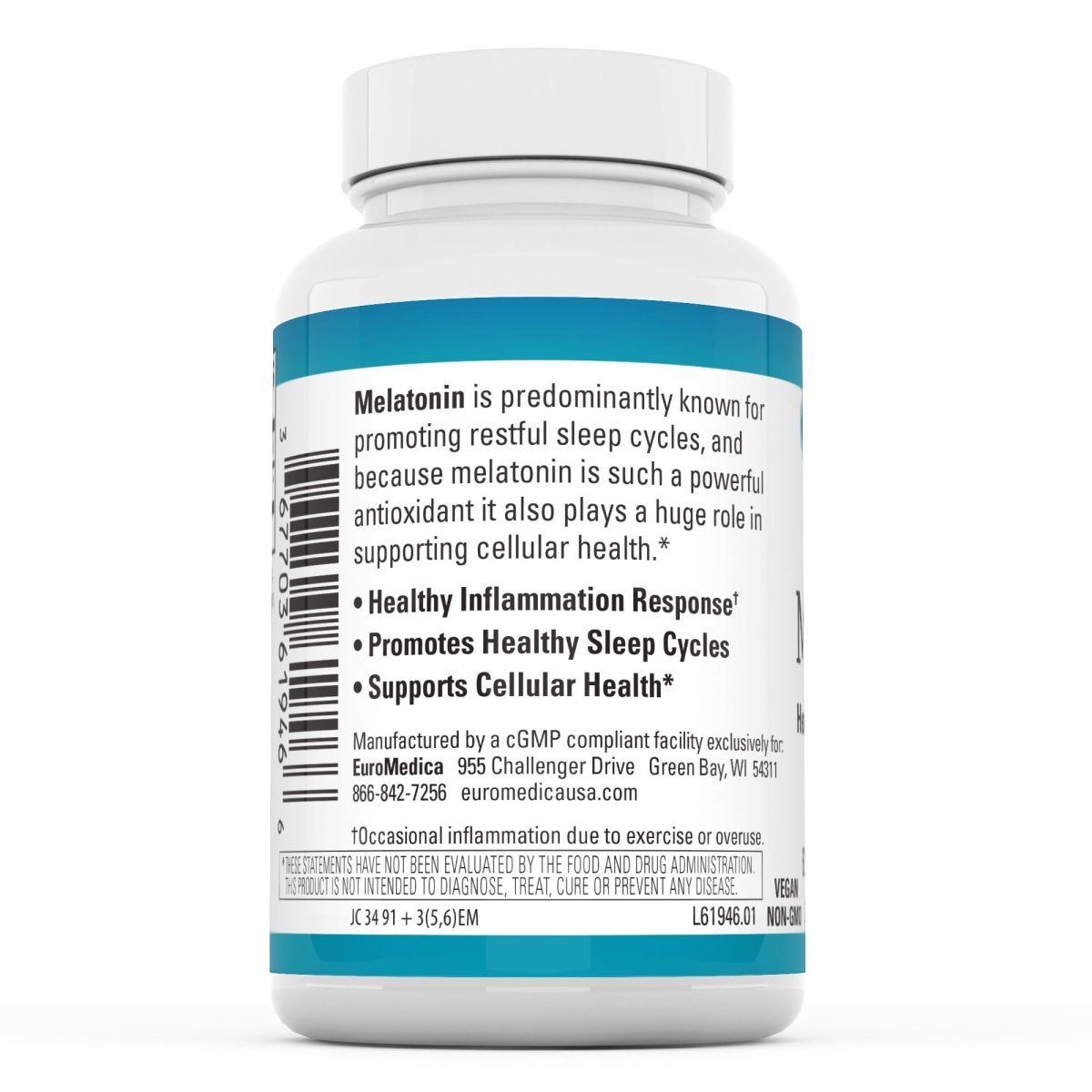 Euromedica Melatonin 10mg - 60 Sustained Release Tablets - Supports Rest, Immune Function & Cellular Health - Non-GMO, Vegan, Gluten Free - 60 Servings