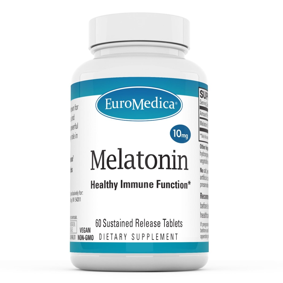 Euromedica Melatonin 10mg - 60 Sustained Release Tablets - Supports Rest, Immune Function & Cellular Health - Non-GMO, Vegan, Gluten Free - 60 Servings