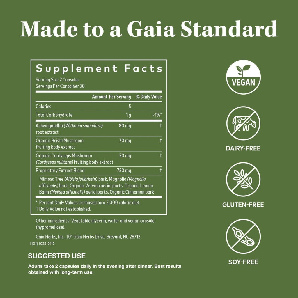 Gaia Herbs Adrenal Health Nightly Restore -  120 Vegan Liquid Phyto-Capsules (60 Servings)