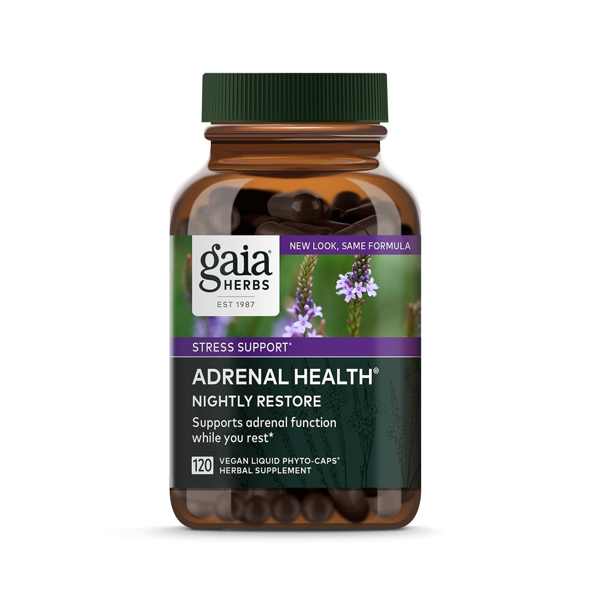 Gaia Herbs Adrenal Health Nightly Restore -  120 Vegan Liquid Phyto-Capsules (60 Servings)