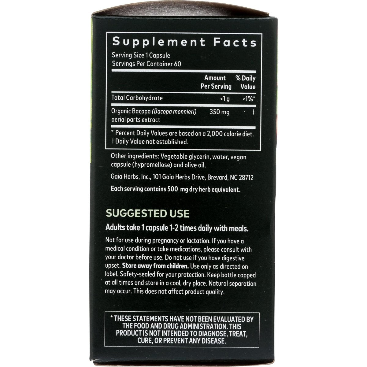 Gaia Herbs Bacopa - Brain and Cognitive Support Herbal Supplement - Made with Bacopa (Bacopa Monnieri) to Help Support a Thriving Mind - 60 Vegan Liquid Phyto-Capsules (Up to 60-Day Supply)