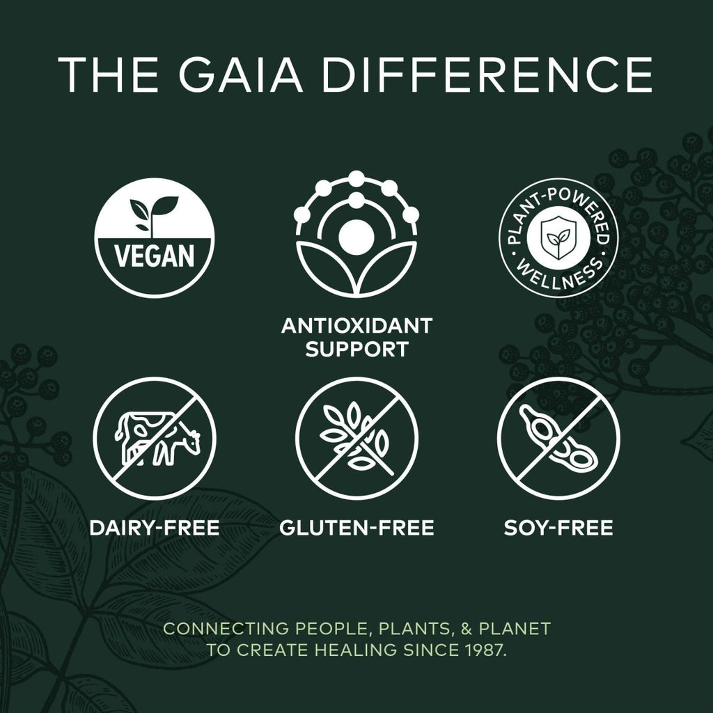 Gaia Herbs Black Elderberry - Daily Immune Support Supplement to Help Maintain Well-Being - with Black Elderberries and Acerola Fruit for Antioxidant Support - 60 Vegan Capsules (30-Day Supply)