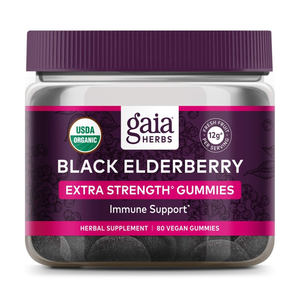 Gaia Herbs Black Elderberry Extra Strength 80 Gummies