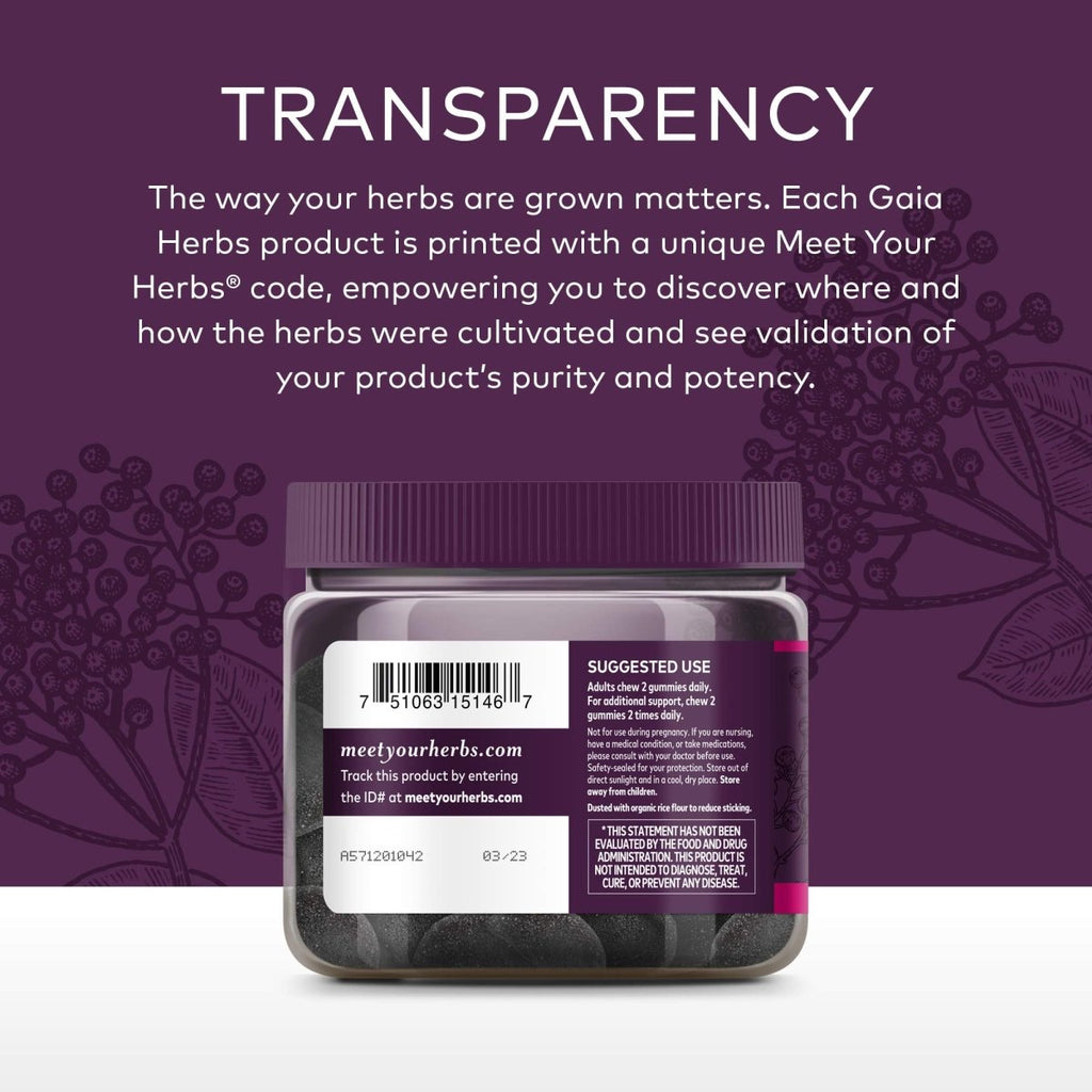 Gaia Herbs Black Elderberry Extra Strength 80 Gummies