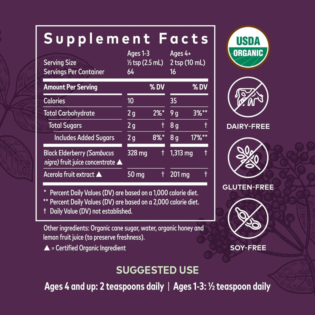 Gaia Herbs Black Elderberry Syrup Adult Daily - 5.4 Fl Oz (16-Day Supply)