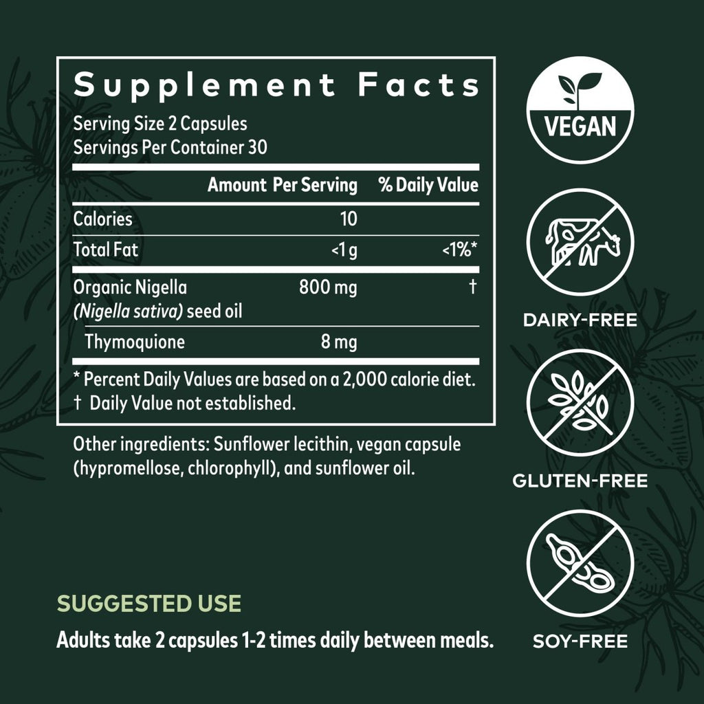 Gaia Herbs Black Seed Oil 60 Vcaps