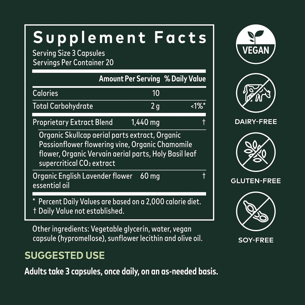 Gaia Herbs Calm A.S.A.P. Stress Support Supplement - with Skullcap, Passionflower, Chamomile, Vervain, Holy Basil & More to Support a Natural Calm - 60 Vegan Liquid Phyto-Capsules (20-Day Supply)